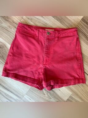 Madewell High Waist Shorts, Size 27 Red Cotton